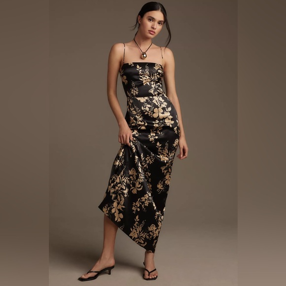 Reformation Frankie Silk Dress | Black Motif🛍Spring Summer Sale🛍 - Picture 1 of 12